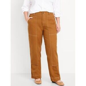 Old Navy Utility Pants Womens 16 Brown Straight Leg High Rise NEW